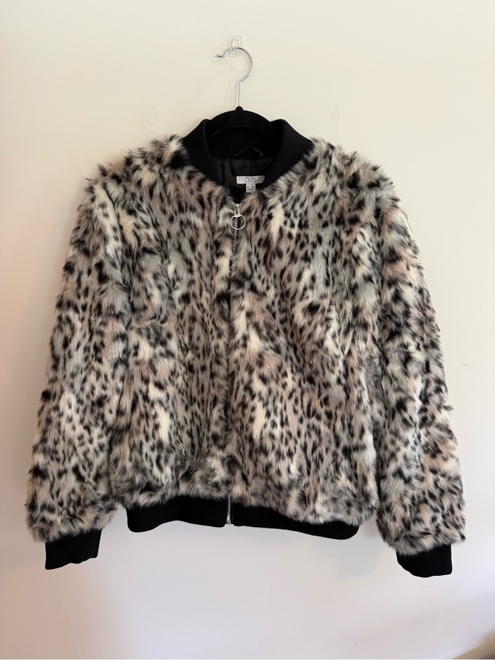 OVS Women's Faux Fur Snow Leopard Jacket